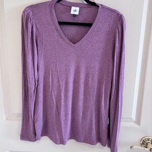 CAbi Mauve V-Neck Long Sleeve Top small